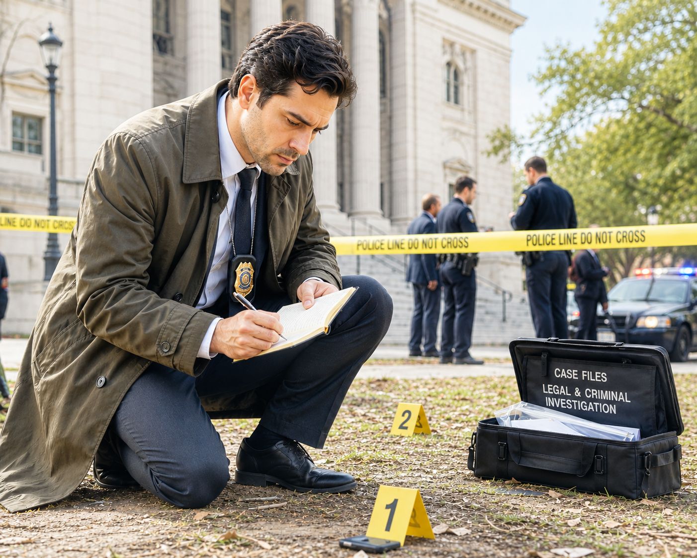 Debitura detective visiting the criminal site for legal investigation